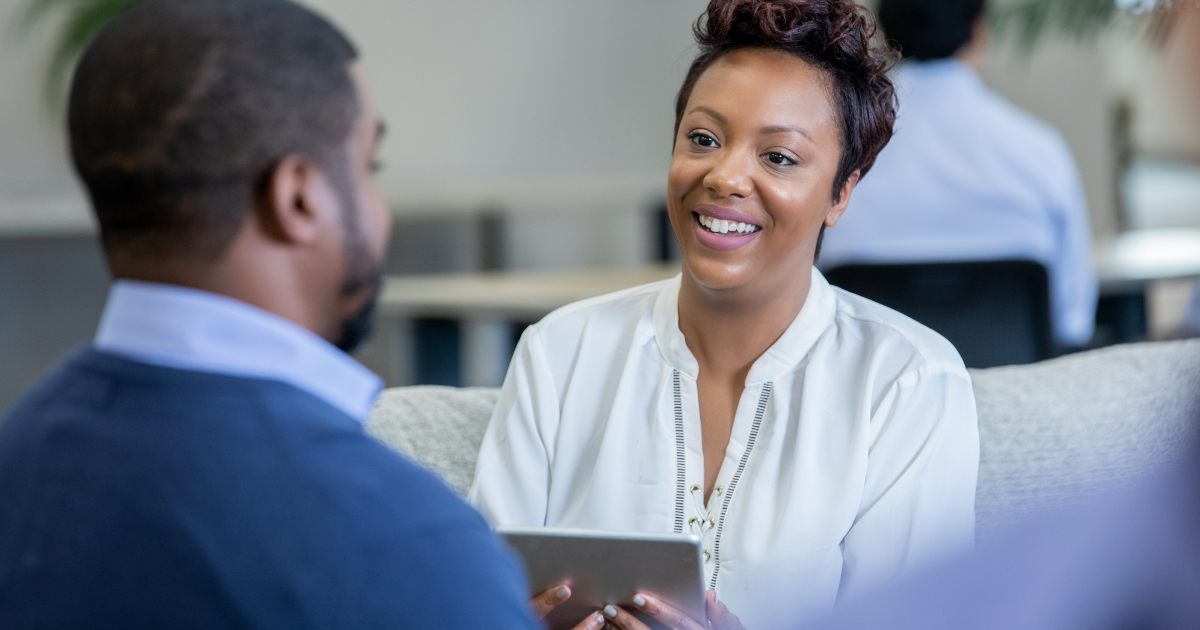 A case manager meeting with a patient, offering support and resources to strengthen recovery.