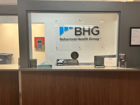 Front desk of a BHG treatment center highlighting the clinic's role in providing safe methadone treatment for opioid addiction.