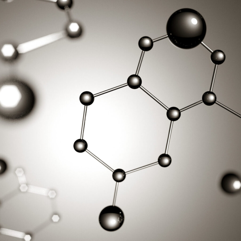 3d illustration. Model of molecule